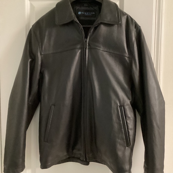 Kenneth Cole Black Leather Jacket Men S - Picture 1 of 5
